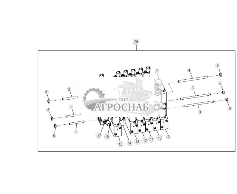 Электрогидравлический 6-функциональный клапан (передний) (скарификатор в средней части) (Grade Pro) - ST3641 604.jpg